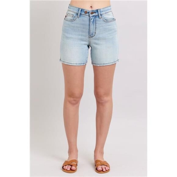 Judy Blue Full Size 2 Button Denim Shorts with Pockets Plus Size - Picture 1 of 16